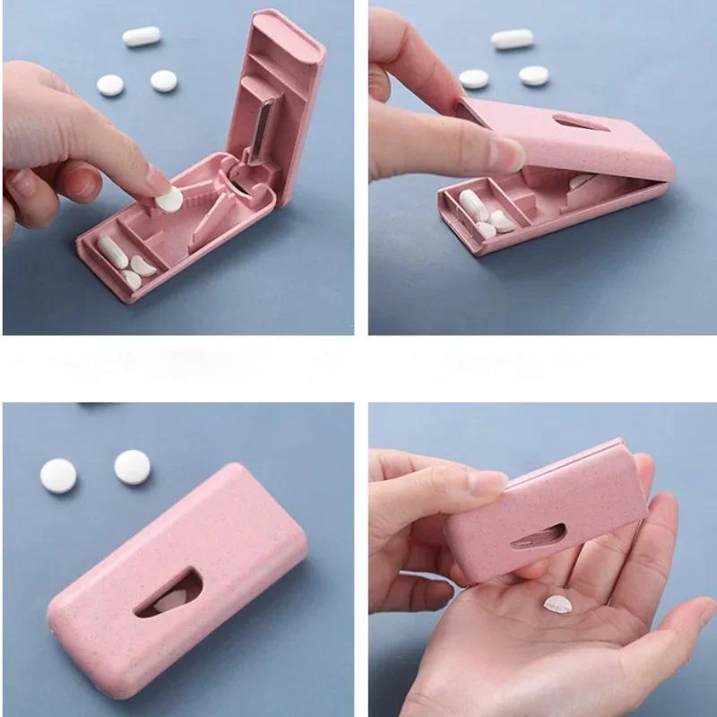 1pc Mini Useful Portable Medicine Pill Holder Tablet Cutter Splitter  Case Storage Box Divider