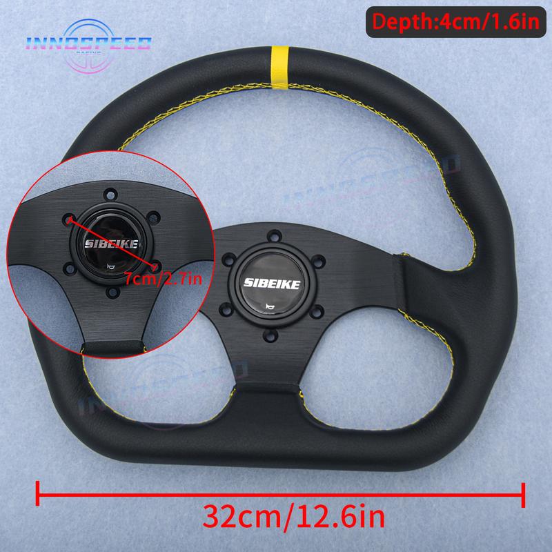 13inch Universal D Shape Racing Leather Flat Sim Sport Steering Wheel for Game Car Accessories
