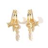Hot-selling star-moon asymmetric earrings in Europe and America, three-piece set ins fashionable zircon stud earrings, ear buckles