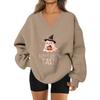 Women's V-neck Dropped Shoulder Halloween Print Sports Sweatshirt Top