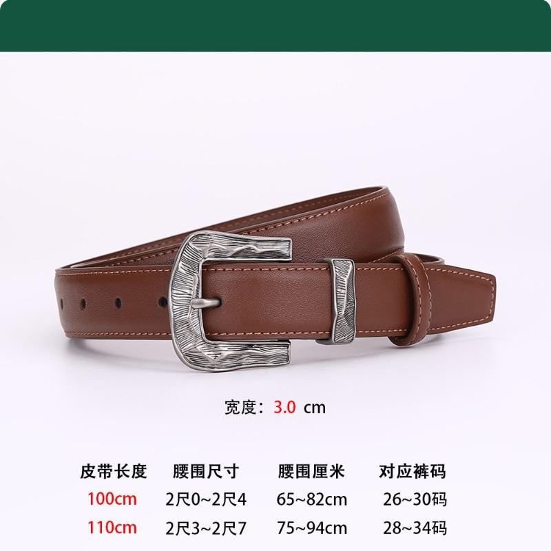 Leather Belt Women S Carved Alloy Retro Casual Belt Women S Belt Women S 100cm коричневый