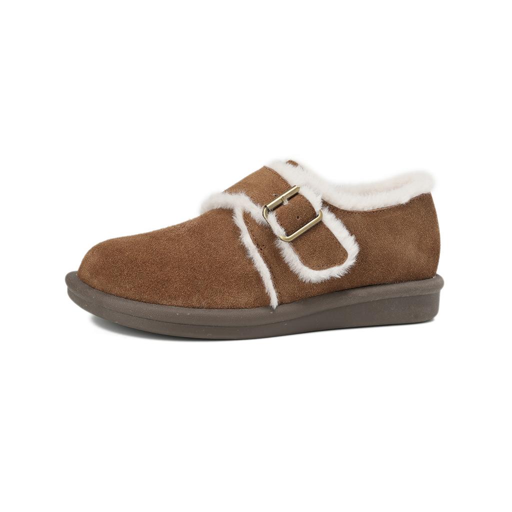 Thick-soled velvet retro single shoes winter fluffy cotton shoes
