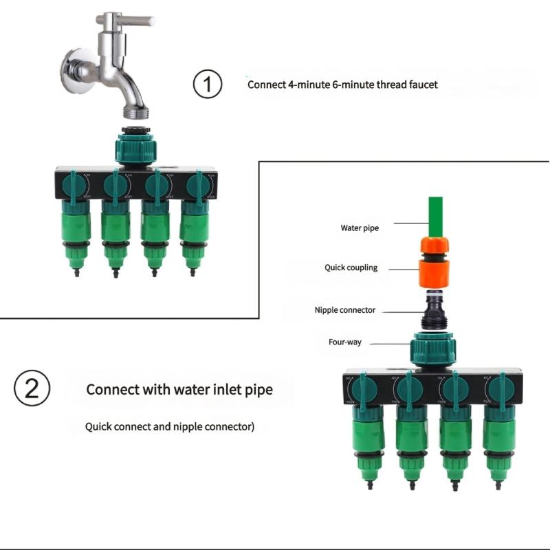 Garden Lawn Water Distributor Faucet One Into Four Out 4 Way Plastic Garden Water Distributor Watering Connector