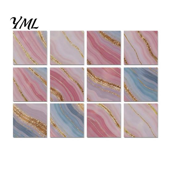 Waterproof Backsplash Decals for Bathroom 12PCS Imitation Marble Pattern Wall Stickers, Self-Adhesive EVA Easy Apply Renovation Sheets Tiles, Scratch