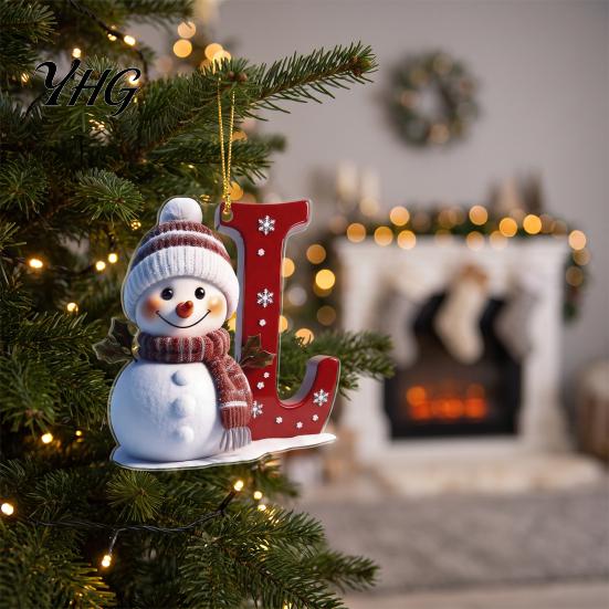 Acrylic Holiday Keepsake Gifts 2D Snowman Christmas Ornaments, Personalized Letter Ornaments for Tree, Unique Souvenirs Initial Ornament, Ornament DIY