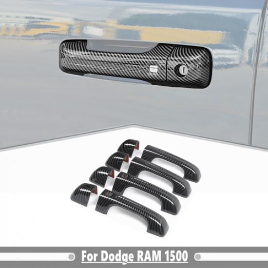 For Dodge Ram 1500 -2025 Carbon Fiber Style Smart Door Handle Cover Trim Set