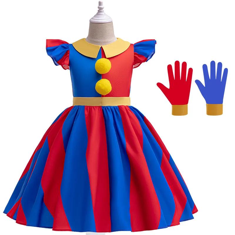 Anime The Amazing Digital Circus Pomni Cosplay Kostuum Uniform Jumpsuit Hoed Bodysuit Mens voor Volwassenen Kinderen Kostuum Cartoon Jurk 180