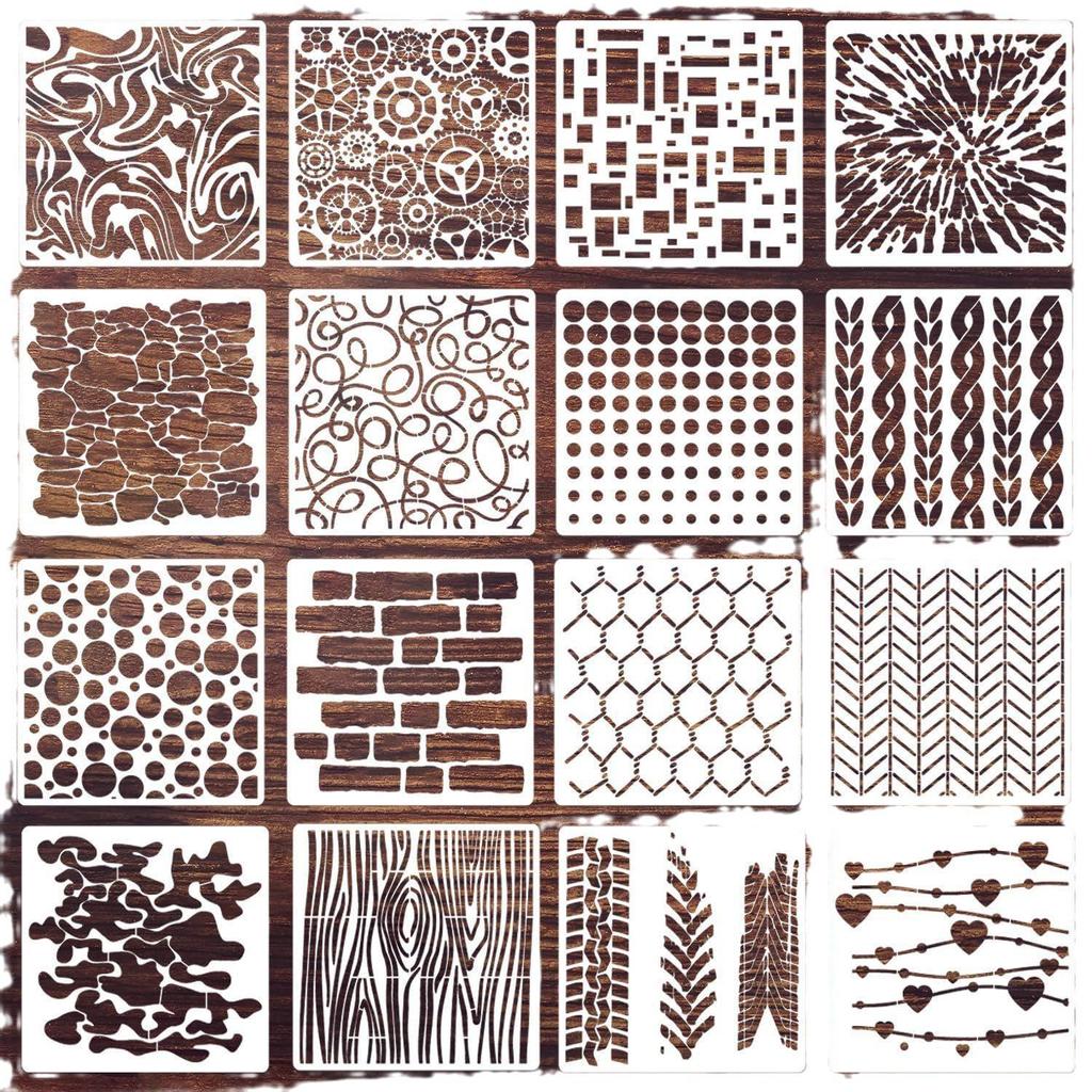 Geometric Square Texture DIY Stencil for Painting and Journaling