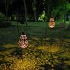 Solar Powered Outdoor Lantern Waterproof Light Hollowed-out Iron Art Solar Powered Decorative Projection Light Lamp for Yard
