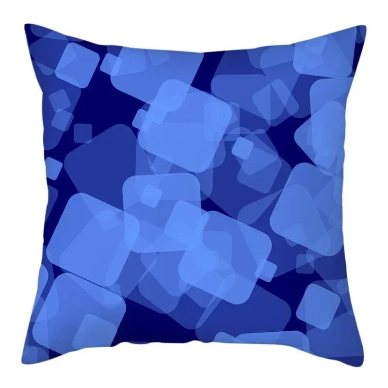 Blue Geometric Neon Square Pattern Pillow Covers Pattern Cushion Cover Suitable For Sofa Bedroom Car Pillow Cover
