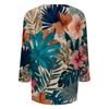 Women's Fashionable Casual Round Neck Three-quarter Sleeve Hawaiian Print T-shirt Top