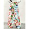 Women's Floral Wide-leg Pants, Butterfly Flower Printing, Casual and Comfortable Loose Version
