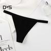 Women Thong Solid Color Slim Fit Mid Waist Cotton Crotch G-string Elastic Briefs Seductive Panties Female Underwear Intimate Clothes for Honeymoons