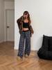 Plaid Patchwork High Waist Casual Sports Pants - Loose Lazy Style Straight Leg