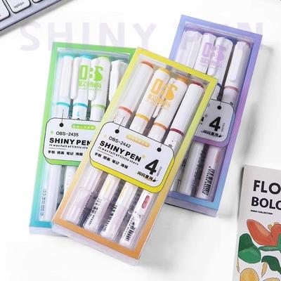 Set de 4 surligneurs Couleurs Brillantes Blingbling Marqueurs Artistiques Fluorescents Liner pour Dessin Bureau École