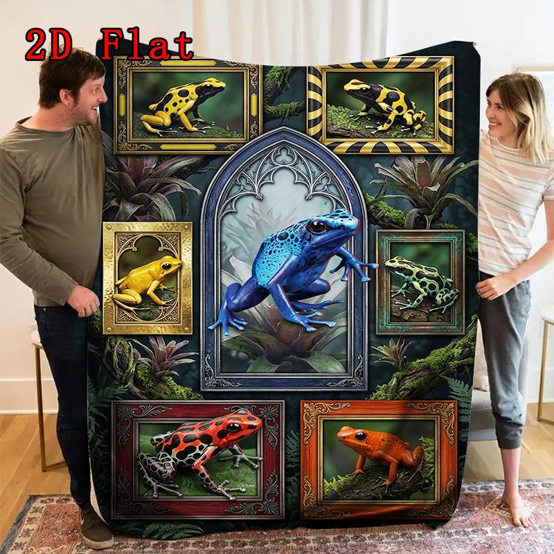 Frog Collection 2D Flat Pattern Flannel Blanket, High Quality All Seasons, Home Decor, Warmth and Comfort, Perfect for Christmas Gifts.