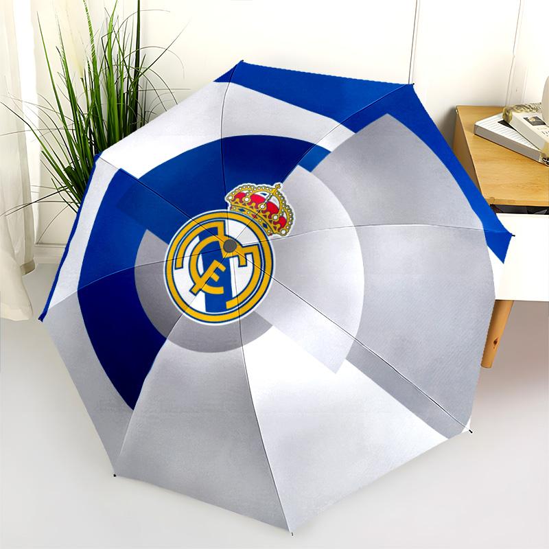 Real Madrid CF  pattern, automatic folding umbrella, portable and foldable design, 8 ribs, a Christmas or birthday gift.