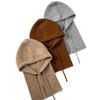 100% Wolle Gestrickte Kapuzenmütze Schal Elegante Hüte Mützen Damen Herren Winter Nackenwärmer Sturmhaube Kopfbedeckung Kappen Koreanische Mütze Winter
