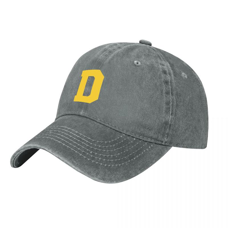 D Letter Logo Washed Canvas Baseball Cap Unisex Adjustable Fit Vintage Style Outdoor Sun Protection Hat for Unisex and Women