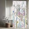 1pc Whimsical Fox & Floral Shower Curtain - Vibrant Nature-Inspired Design, Durable Polyester Fabric with 12 Hooks