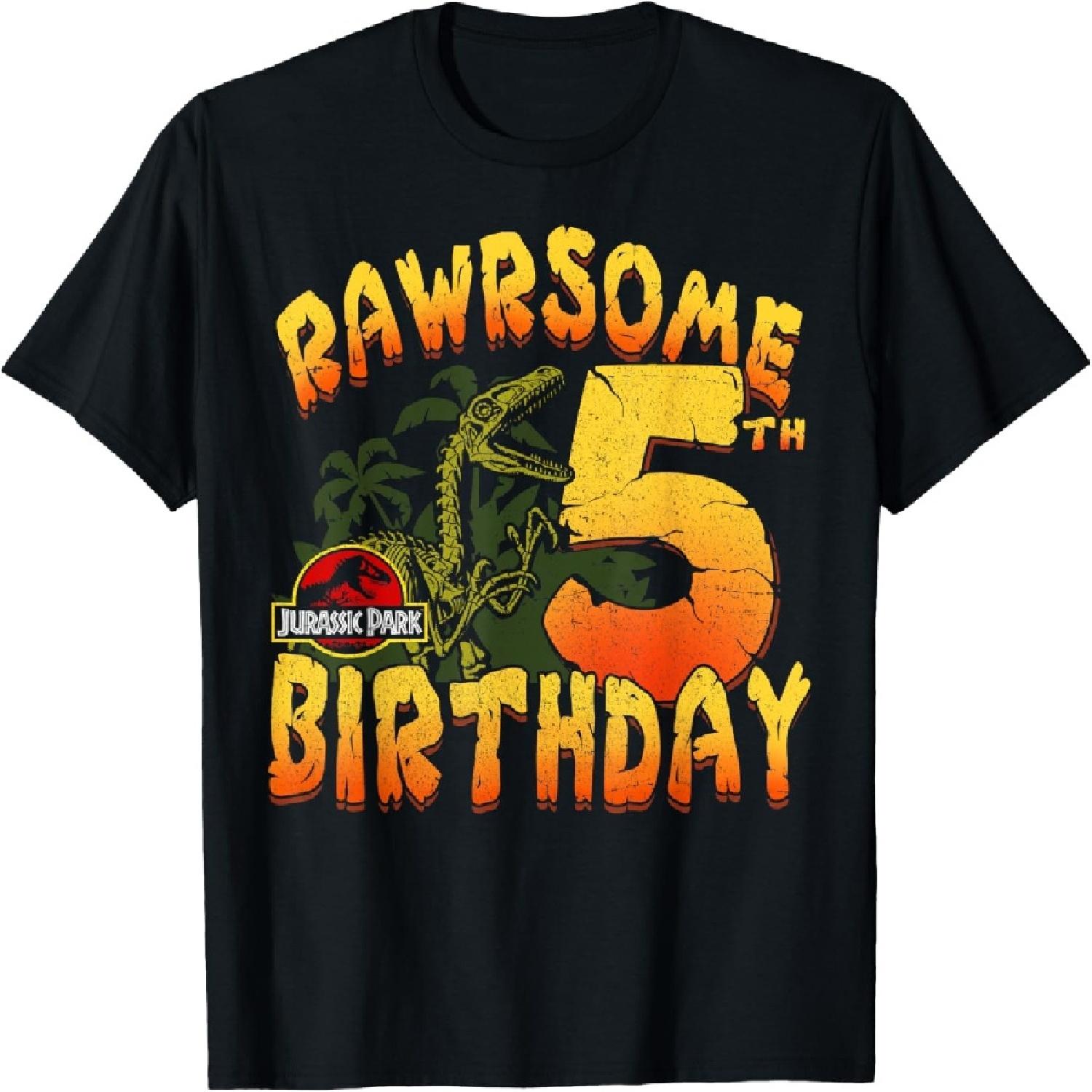 Jurassic Park Rawrsome 5th Birthday T-Shirt S