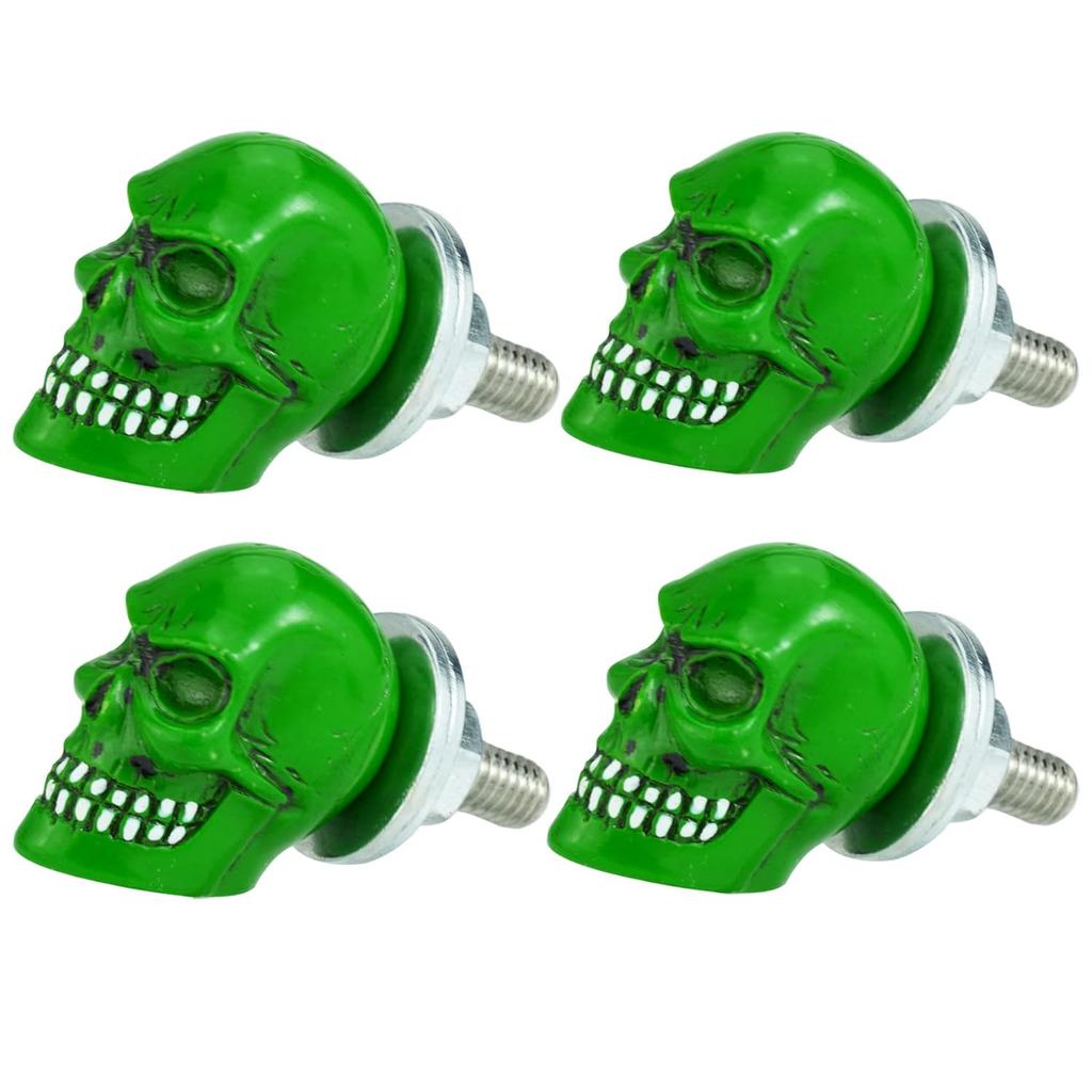 Abfer Skull License Plate Fasteners Car License Plate Frame Bolts 4Pcs Anti Theft Screws Bolt Kit Fit for Most Vehicle Trucks Motorcycles (Red)