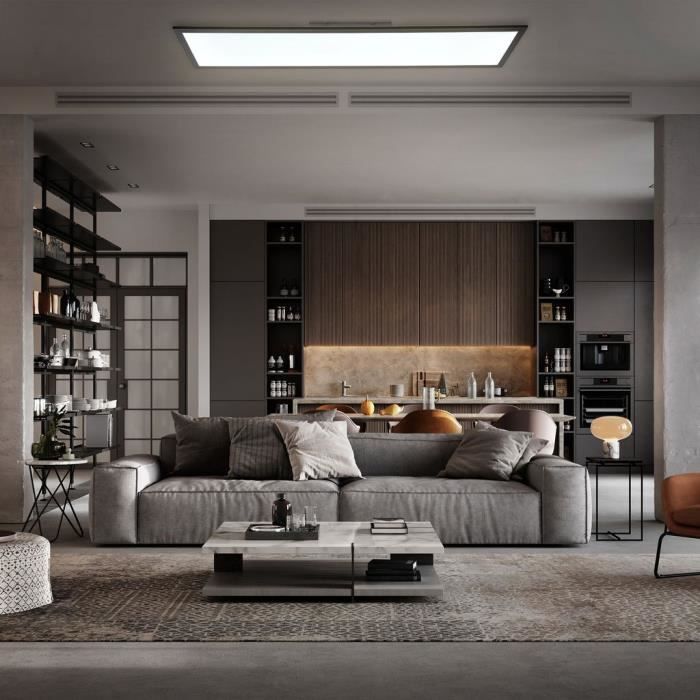 LED Ceiling Light - B.k.licht - 1m - 22w - 2200lm - Black Frame - 4000k