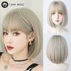 7jhh Wigs Short Straight Chocolate Bob Wig For Women Daily High Density Synthetic Layered Brown Hair Wigs With Neat Bangs