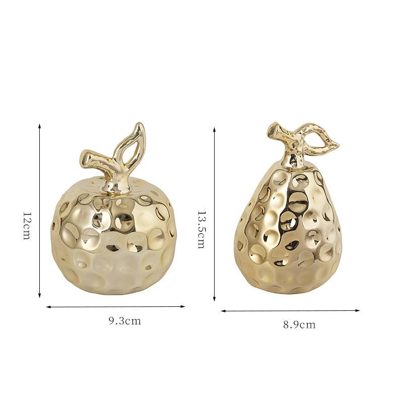 Ceramic Electroplated Sculpture Golden Silver Apple Pear Ornament Figurines Decoration Crafts Desktop Home Decor Accessories