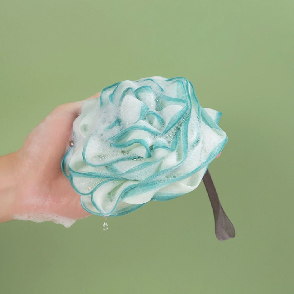 Rose Shaped Shower Ball Mesh Rose Bath Ball Hangable Exfoliating