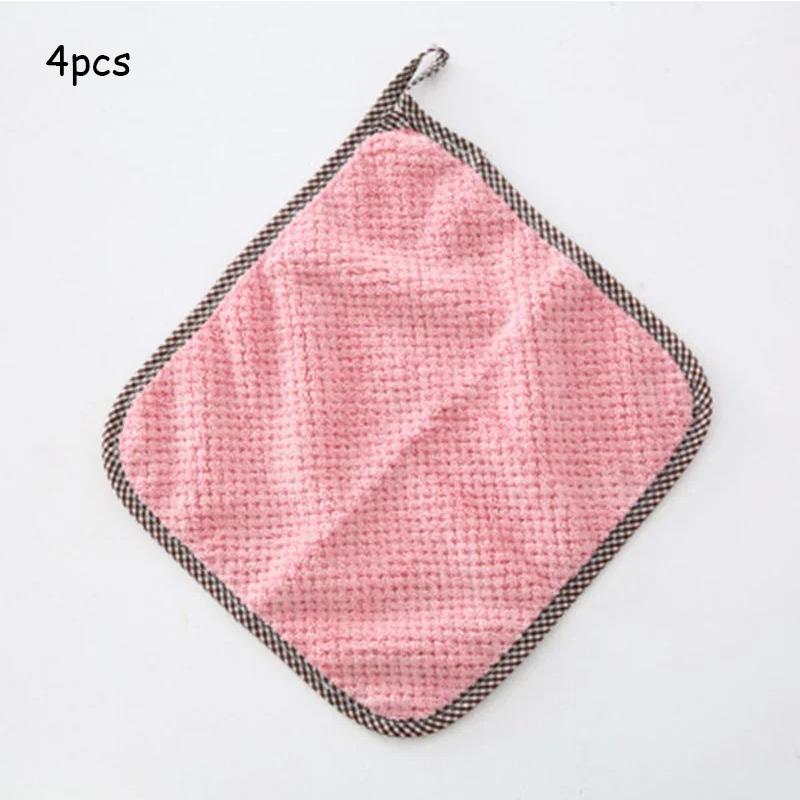 Four Colours Hanging Coral Fleece Hand Towel Special For Microfiber Water Absorption Cleaning Towels Nonstick Oil Fast Drying