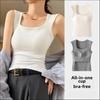 Wide Shoulder Strap Women's Vest with Chest Pad Summer All-match I-shaped Vest Slim Fit Base Top O