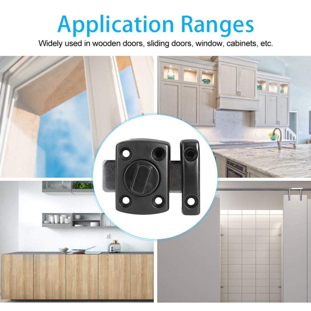 2set With Screws Safety Door Latch Black Cabinet Bolt Latch Household Rotate Bolt Latch Door