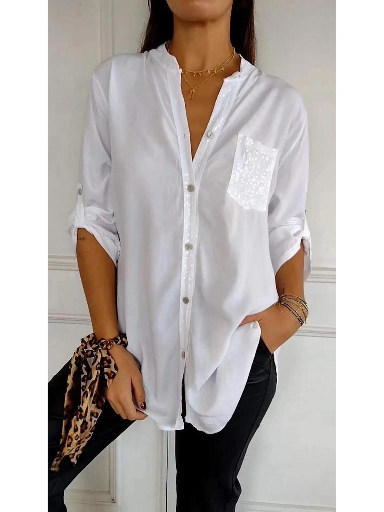 2024 Přeshraniční flitrová móda Dámská košile slim fit