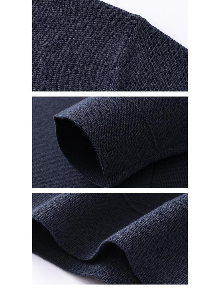 Hengyuanxiang Men's 100% Wool Thick Knit Half-High Neck Cardigan Sweater - Autumn/Winter 2025