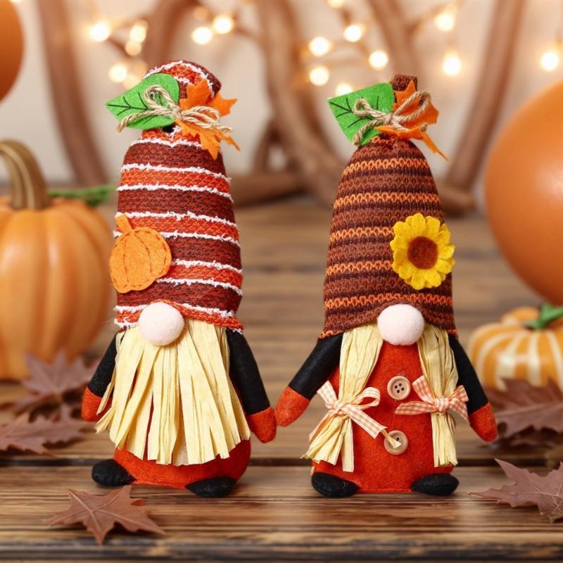 Thanksgiving Dwarf Ornament Plush Dwarf Figure Fall Autumn Decoration for Thanksgiving Home Party Table Centerpieces