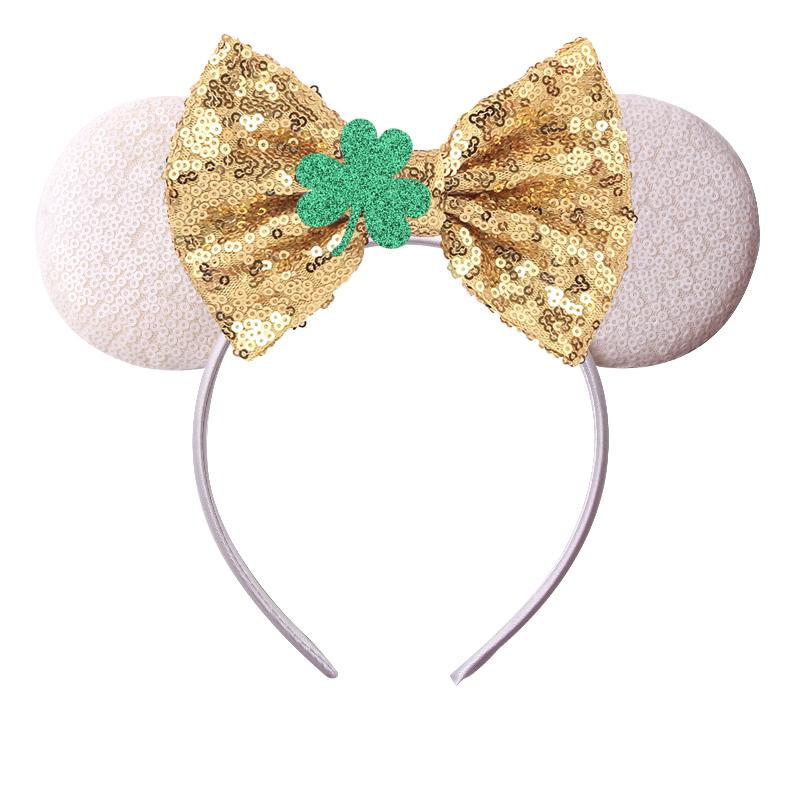 Mode St. Patrick Glitzer Mausohren Stirnband Mädchen Pailletten Haarschleife Festival Haarband Party DIY Haaraccessoires Mujer