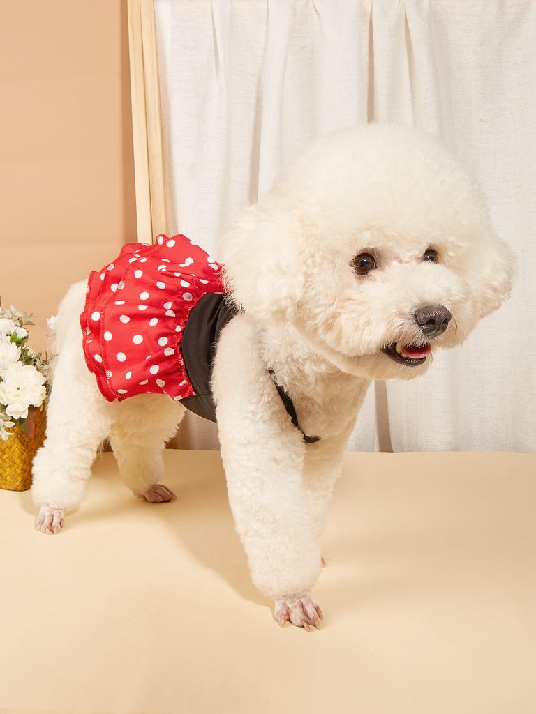 Hundekleid Mädchen Hund Ärmellos Kleidung Polka Dots Haustierbekleidung Hündchen Rote Schleife Katzenkleidung Welpenkleider Kostüm Kleidung