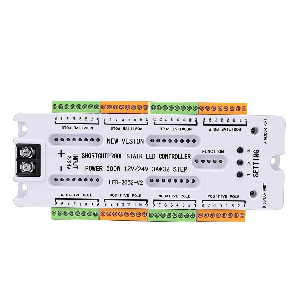 LED-Treppenlicht-Controller Bewegungssensor 32-Kanal Körpererkennung Stufenlicht-Controller mit Kurzschlussschutz