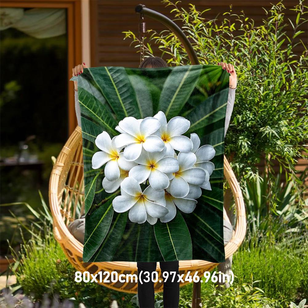 

1PC Plumeria FlowersOutdoor Flannel Blanket - Soft Plush Decor for Picnics, camping, Bedroom, Playroom, Office, or Lunch Break 1341A 80x120cm(31x47inch)
