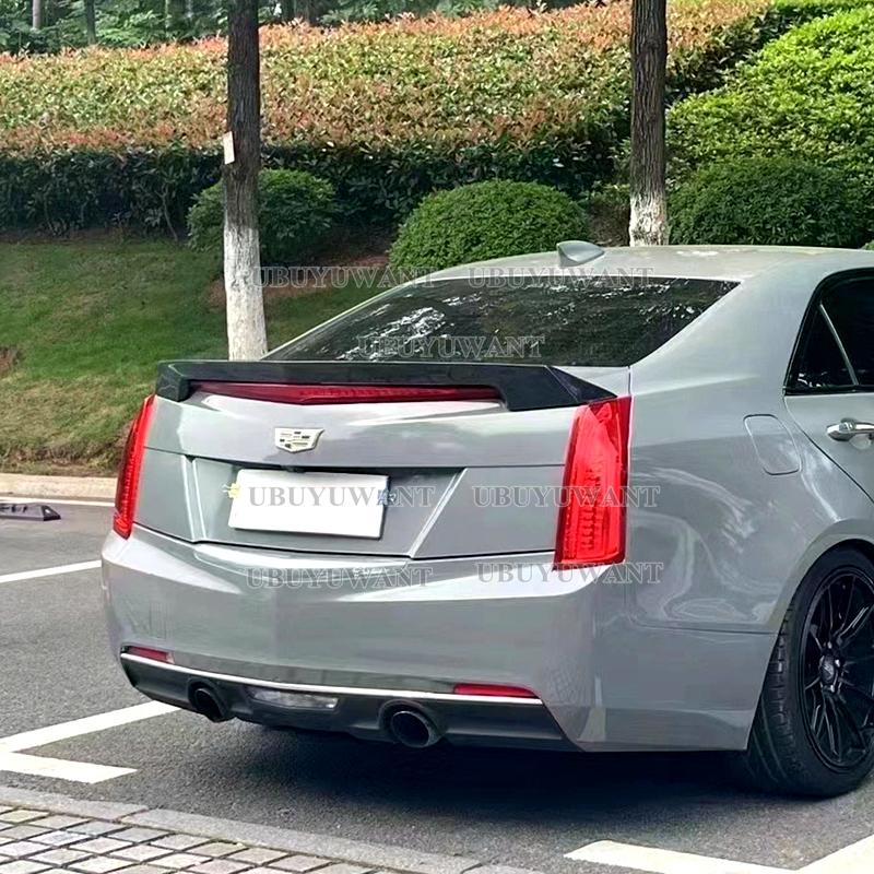 kypxz5 Carbon Fiber Look ABS Plastic Rear Boot Spoiler For Cadillac ATS Sedan 4 Door 2015 -2019 Rear Trunk Lid Trim Wings Spoiler