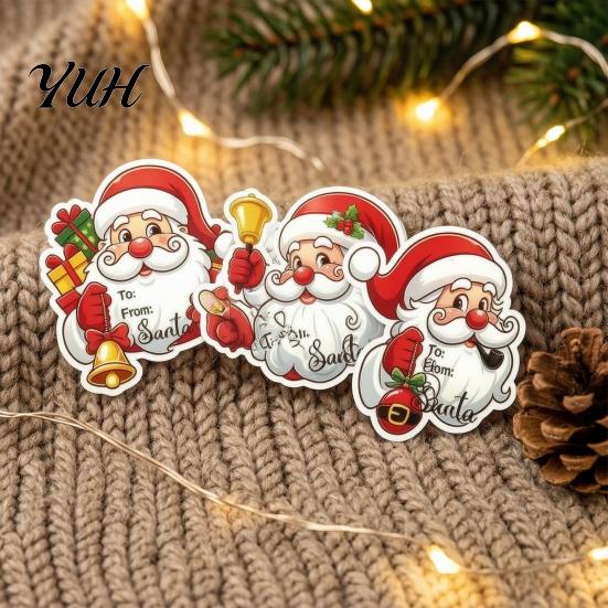 Decorative Labels for Greeting Cards 45Pcs Christmas Santa Sticker Set, Cartoon DIY Handwrite Label Decals Gift Tags, Stickers Party Favor Craft