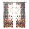 European And American Bay Window Curtain Tulle Finished Product, No Punching Custom Butterfly Printing Fabric
