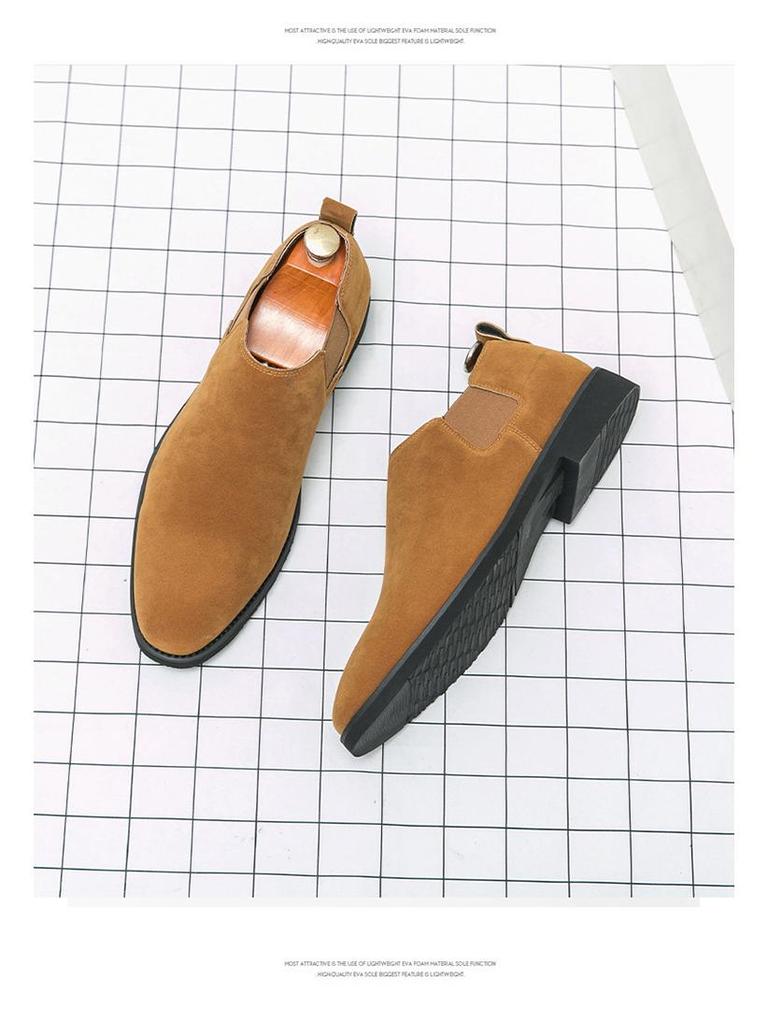 Herren Britischer Stil Nubukleder Spitzschuh Slipper Loafer - Übergröße Freizeitkleiderschuhe