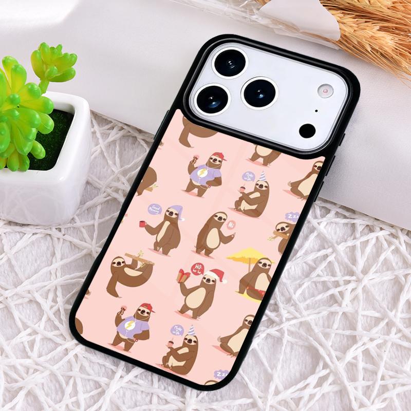 Kawaii Cute Sloth Phone Case for iPhone 17 Air 16 15 11 12 14 13 Pro Max Shockproof Cover