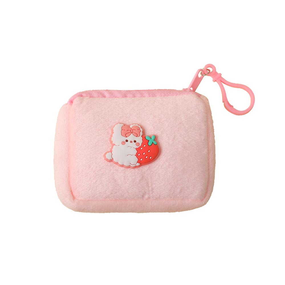 Niedliche Geldbörse aus Plüsch mit Cartoon-Motiv – Schlüssel- und Ohrhörertasche für Kinder mit Reißverschluss