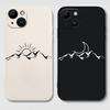 Simple Sun Moon Phone Case for IPhone 13 Pro Max15 14 12 11 XS MAX X XR 7 8 Plus Line Mountain Scenery Shockproof Couples Cover