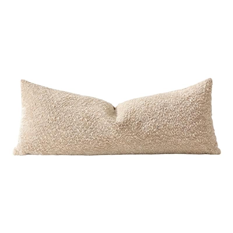 

Warm Interlaced Soft Lumbar Pillow Cover In Breathable Polyester With Neutral Color Preferences