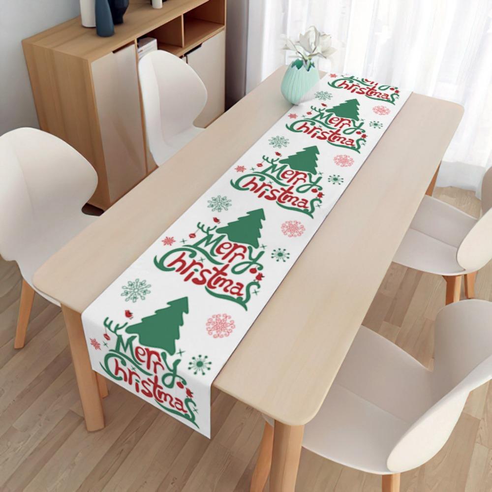 2pcs Christmas Decorative Tablecloth Holiday Gifts Household Long Tablecloth Placemat Linen Table Flag