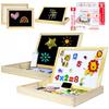 Wooden Educational Board 2-in-1 Double-Sided Magnetic Chalkboard Clock